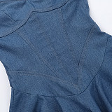 Sexy Strapless Imitation Denim Package Hip Short Dress FL-24094