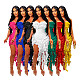 Sexy Strapless Solid Color Ruffles Split Long Club Dress AIL-262