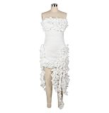 Sexy Strapless Solid Color Ruffles Split Long Club Dress AIL-262