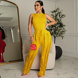 Streetwear Tank Top and Tassel Side Straight Pants Suit AIL-220