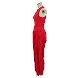 Streetwear Tank Top and Tassel Side Straight Pants Suit AIL-220