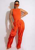 Streetwear Tank Top and Tassel Side Straight Pants Suit AIL-220