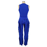 Streetwear Tank Top and Tassel Side Straight Pants Suit AIL-220