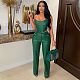Women's Strapless Top PU Leather Long Pants Sexy Two-piece Set AIL-259