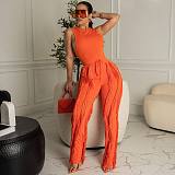 Streetwear Tank Top and Tassel Side Straight Pants Suit AIL-220