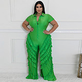 Short Sleeve Tassel Loose Pants Bodycon Jumpsuit MUE-8063