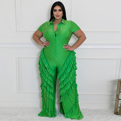 Short Sleeve Tassel Loose Pants Bodycon Jumpsuit MUE-8063