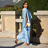 2024 Loose Satin Cape Top 2-piece Dress Set MUE-8058