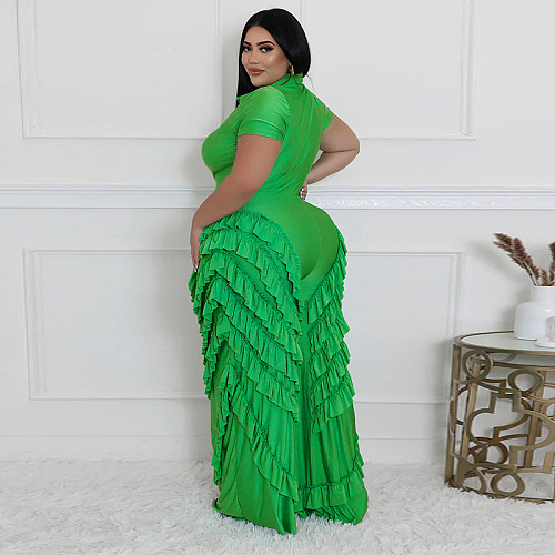 Short Sleeve Tassel Loose Pants Bodycon Jumpsuit MUE-8063