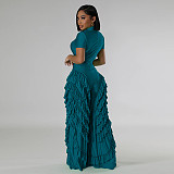 Short Sleeve Tassel Loose Pants Bodycon Jumpsuit MUE-8063