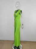 Deep V-Neck Long Dress Solid Color Sleeveless Maxi Dress Women Bodycon MUE-8060