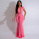 Deep V-Neck Long Dress Solid Color Sleeveless Maxi Dress Women Bodycon MUE-8060