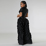 Short Sleeve Tassel Loose Pants Bodycon Jumpsuit MUE-8063