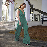 Sexy Deep-V Backless Solid Color Women Long Jumpsuit YF-10746