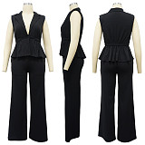 Casual Ladies Sleeveless Blazer With Bodycon Pants 2 Pieces Sets YF-10733