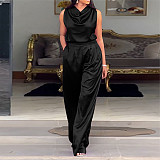 Fashion Women Sleeveless Solid Color Long Pants Suits YF-10739