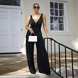 Sexy Deep-V Backless Solid Color Women Long Jumpsuit YF-10746