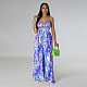 Sexy Strapless Backless Printed Pleated Wide-leg Jumpsuit YF-10460