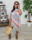 NEW Women Colorful Stripes Transparent Tassel Knitted Irregular Beach Dress TR-1298