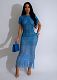 Sexy Hollow Out Women Gradient Color Knit Beach Long Dress TR-1306