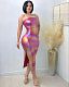 Sexy Women PU Strapless Irregular Split Club Dress OD-8662