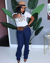 Stylish Mid-Waist Pleated Butt Lift Jeans LX-6005