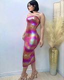 Sexy Women PU Strapless Irregular Split Club Dress OD-8662