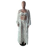 Sexy Bra+Long Sleeve Robe+Wide Leg Pants 3 Pcs Set MK-3172