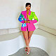 Fashion Print Women Blazer Shorts 2 Pieces Suit NY-10755
