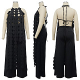 Women Sexy Backless Sleeveless Lace-up Long Tops And Wide-leg Pants Sets YF-10722
