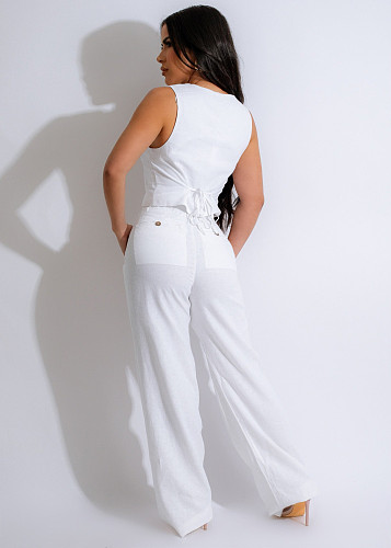Elegant OL Lady Vest And Long Pants Two Pieces Sets AIL-265