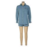 Women's Denim Suit Jacket Two-piece Denim Shorts AIL-250