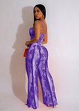 Tie Dye Spaghetti Strap Bodysuit Tassel Pants Set AIL-247