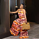 Stylish Printed Women Backless Halter Loose Long Jumpsuit YF-10748