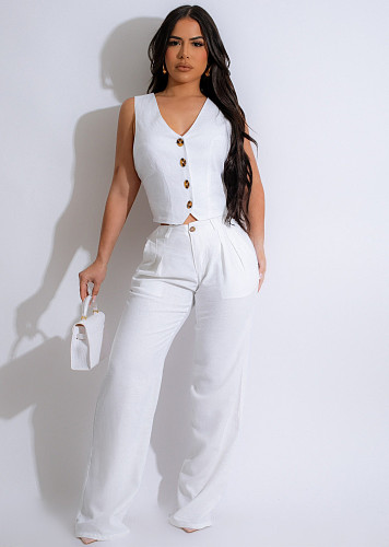 Elegant OL Lady Vest And Long Pants Two Pieces Sets AIL-265