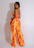 Tie Dye Spaghetti Strap Bodysuit Tassel Pants Set AIL-247
