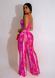 Tie Dye Spaghetti Strap Bodysuit Tassel Pants Set AIL-247