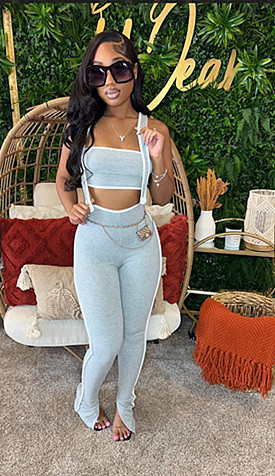 Sexy Straplss Crop Top And Suspender Trousers Women 2 Pieces Sets RS-2408