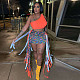 Sexy Tassel Wrap Hip Mini Skirt Single Shoulder Crop Top Two-piece Set YNS-2643