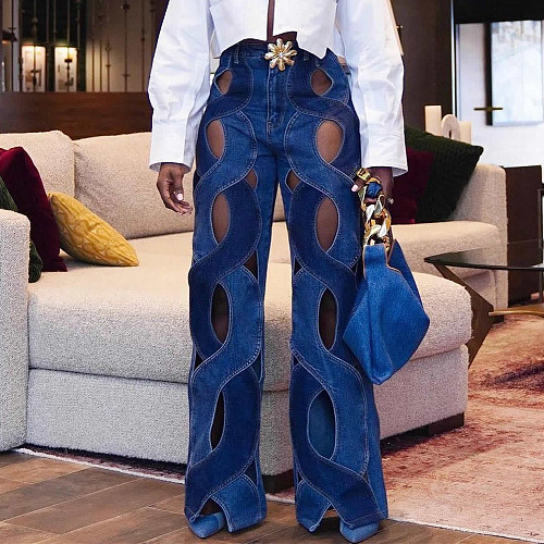 Rope Cutout Wide Leg Jean GT-9125