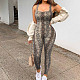 Sexy Printed Women Sleeveless Square Collar Backless Slim Sporty Jumpsuit HXZY-0379