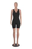 Solid Color Women Knit Vest Sleeveless Bodycon Sporty Romper HXZY-0348