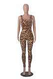 Sexy Printed Women Sleeveless Square Collar Backless Slim Sporty Jumpsuit HXZY-0379