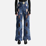 Rope Cutout Wide Leg Jean GT-9125