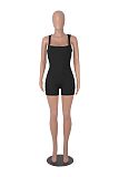 Sexy Women Low-cut Sleeveless Solid Color Slim Romper HXZY-0352