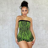 Sexy Strapless Printed Wool Women Romper MXXB-K24RP088