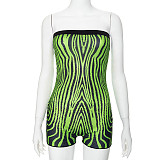 Sexy Strapless Printed Wool Women Romper MXXB-K24RP088