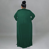 Solid Color Women Large Size Casual Three-piece Sets NNWY-7293