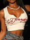 Casual Girls Letter Print White Crop Vest RS-023