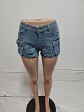 Fashion Girls Pocket Cotton Stretch Cargo Denim Shorts XT-8304